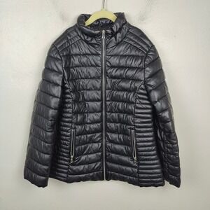 Mayoral Kids Black Puffer Jacket Girls 12 Full‎ Zip Quilted Lightweight Coat